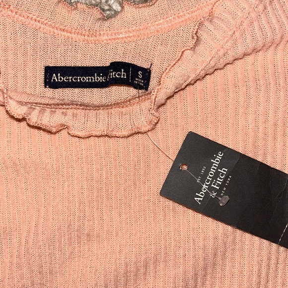 NWT Abercrombie & Fitch Basic Pink Solid Viscose Boat Neck Top - Picture 2 of 4